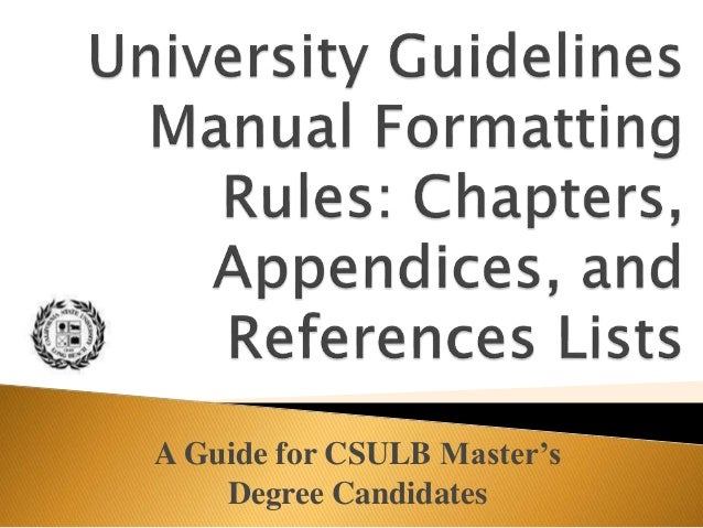 Master thesis presentation guidelines