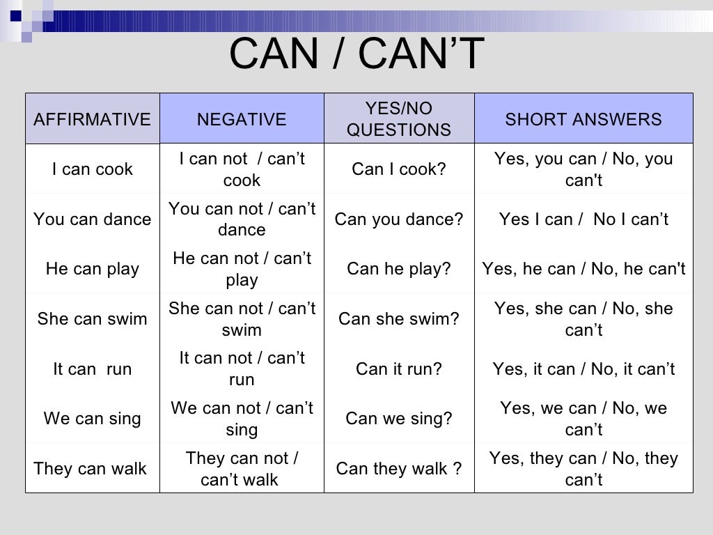 Can Can t Structure