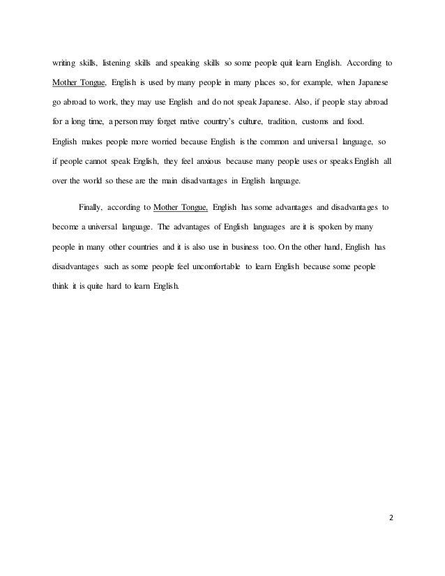 Write a short essay about your mother tongue