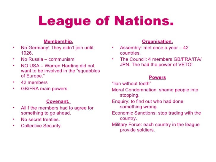 why did the league of nations why did the league of nations