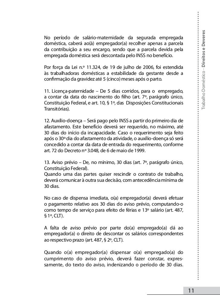 Aviso previo empregado domestico calculo