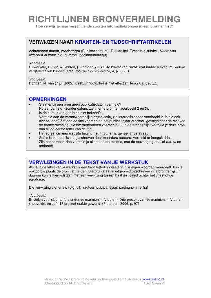 Richtlijnen bronvermelding Apa