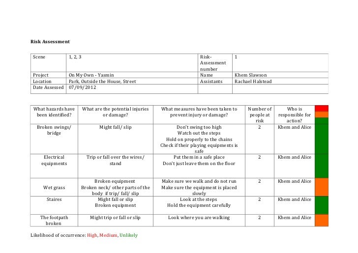 Risk assessment template media park