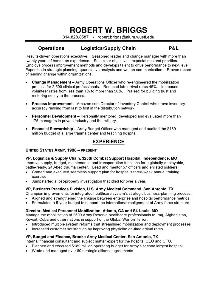 Army officer resume