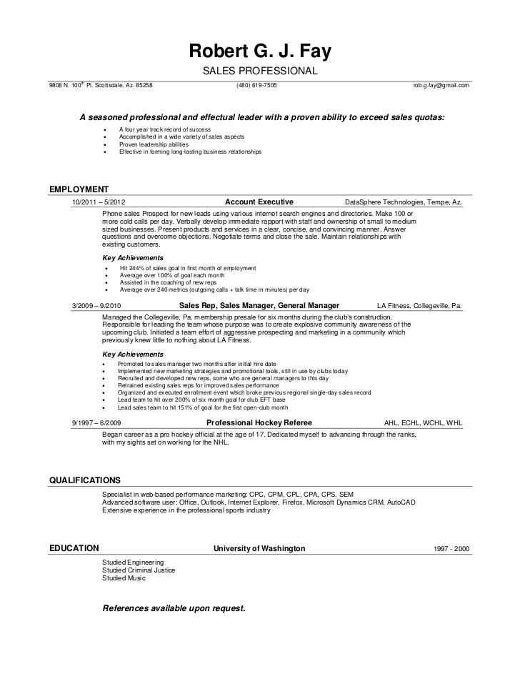 professional sle resume robert fay professional sales resume 8 15 2012 professional sle resume robert fay professional sales resume 8 15 2012