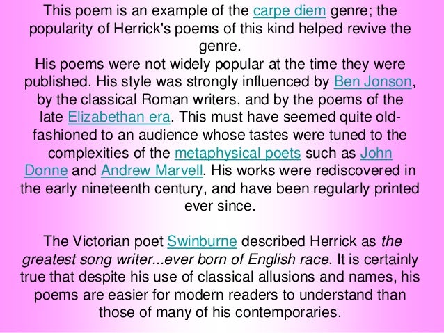 Robert Herrick genre Robert Herrick genre