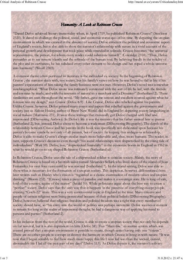 essay on robinson crusoe Robinson crusoe term paper: good collection of academic writing tips and free essay samples you can read it online here. essay on robinson crusoe Robinson crusoe term paper: good collection of academic writing tips and free essay samples you can read it online here.