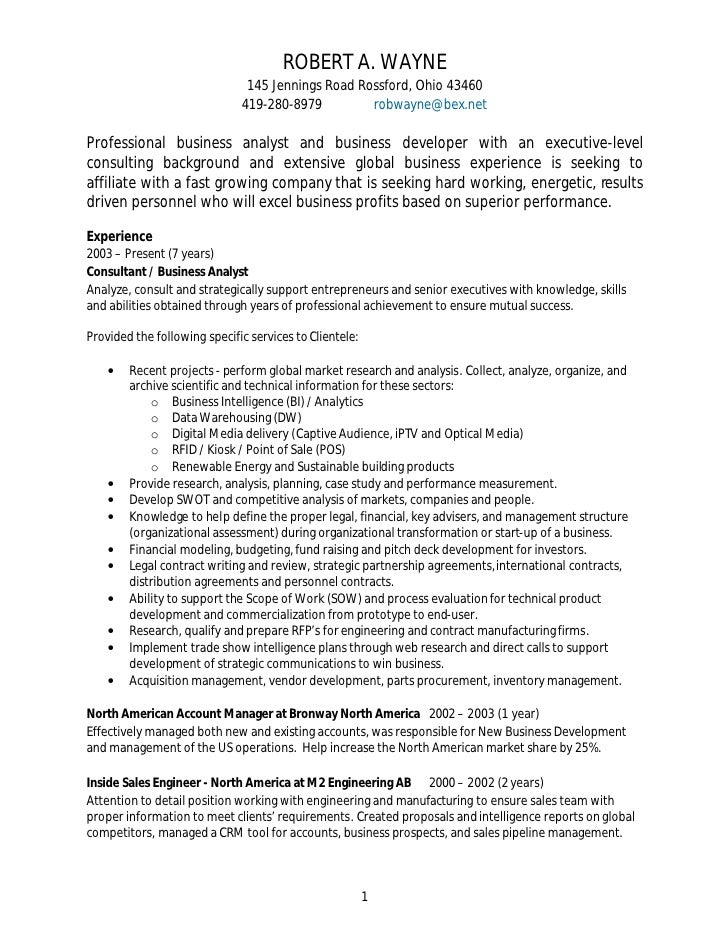 senior business analyst resume example