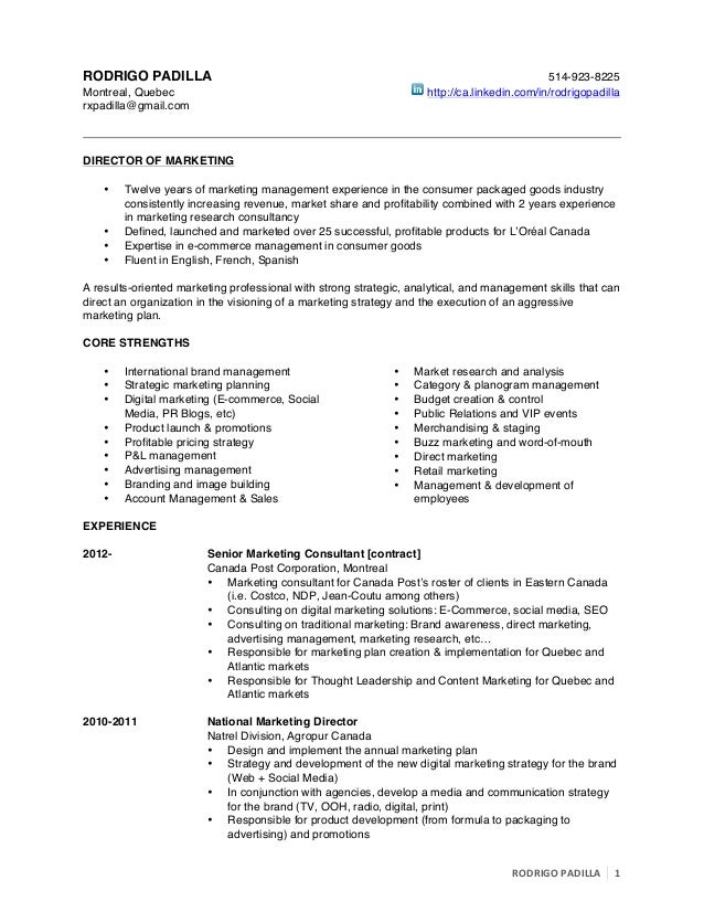 Consumer product brand manager resume