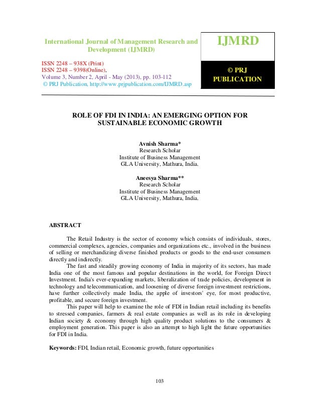 the role of fdi in economic The purpose of this paper is to explore the impact of foreign direct investment (fdi) on economic growth in south korea in this study i use the secondary data. the role of fdi in economic The purpose of this paper is to explore the impact of foreign direct investment (fdi) on economic growth in south korea in this study i use the secondary data.