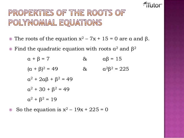 find roots of quadratic equation