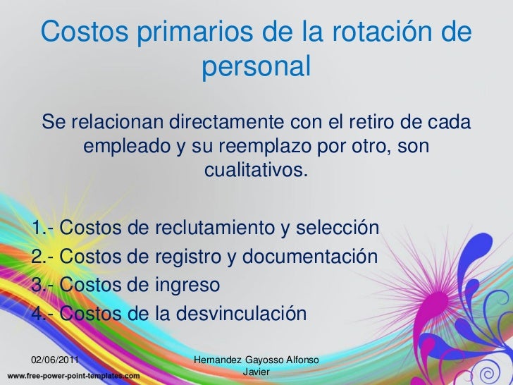 Costos Primarios Secundarios Y Terciarios De La Rotacion De Personal