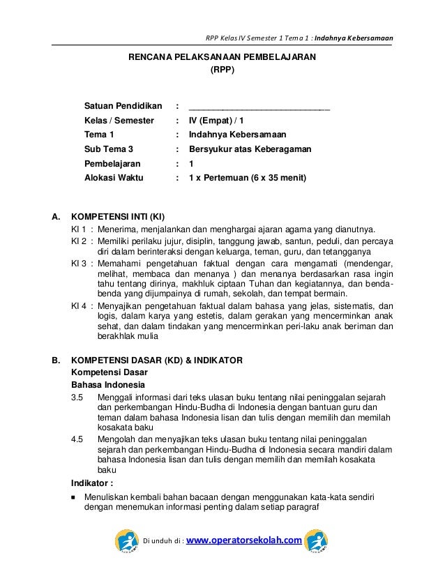Contoh Rpp Pai Sd Kurikulum 2013 Kelas 5