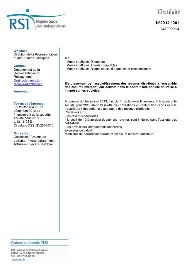 comment declarer dividendes au rsi