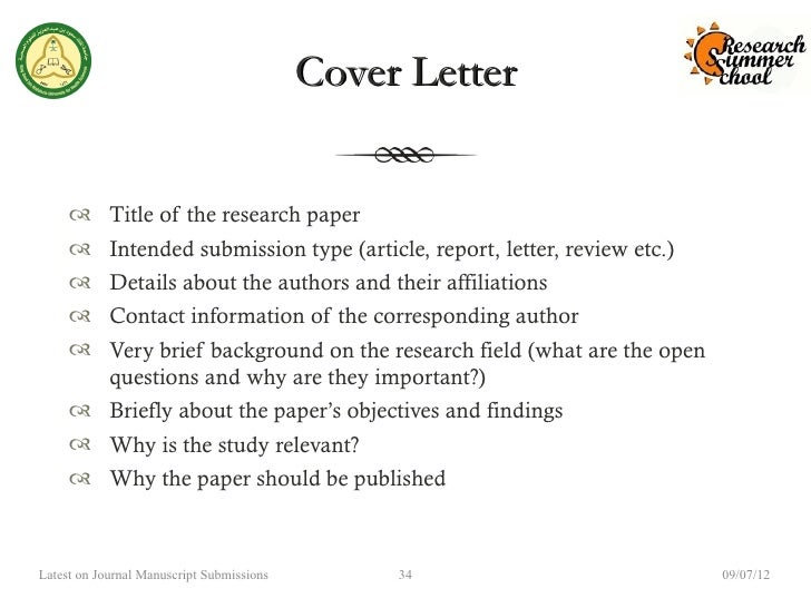 Cover letter for scientific journal article submission