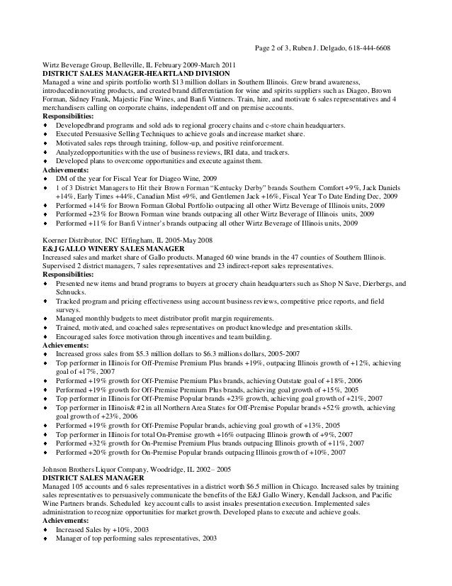 Resume for wine sales representative