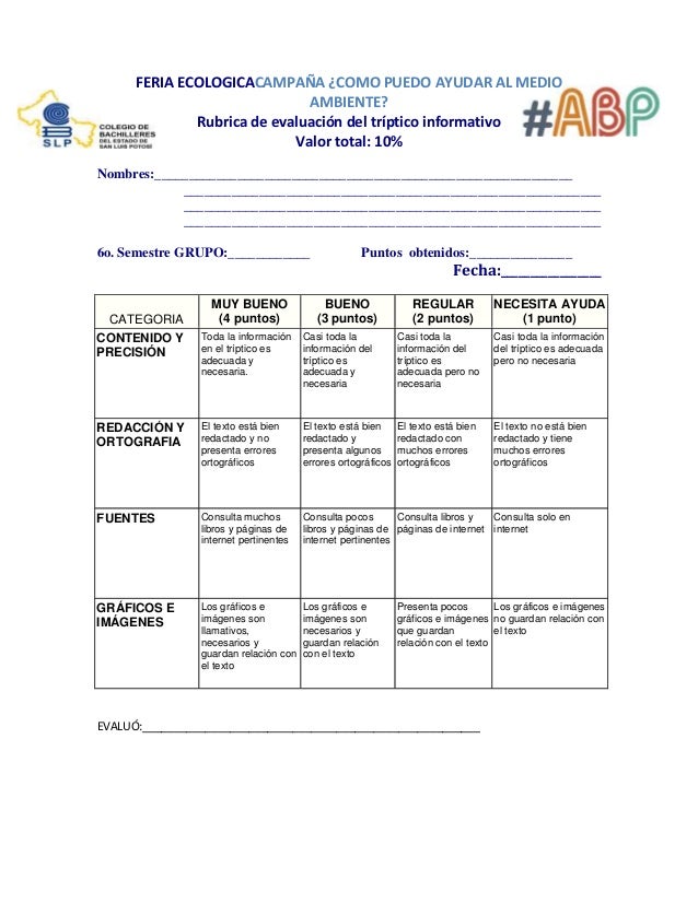 Resultado de imagen para rubrica sobre medio ambiente para primaria