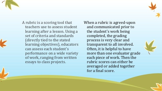 Rubric for scoring essay questions