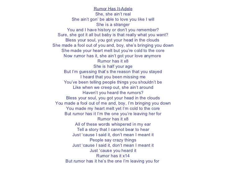 Rumor Has It Lyrics Deutsch