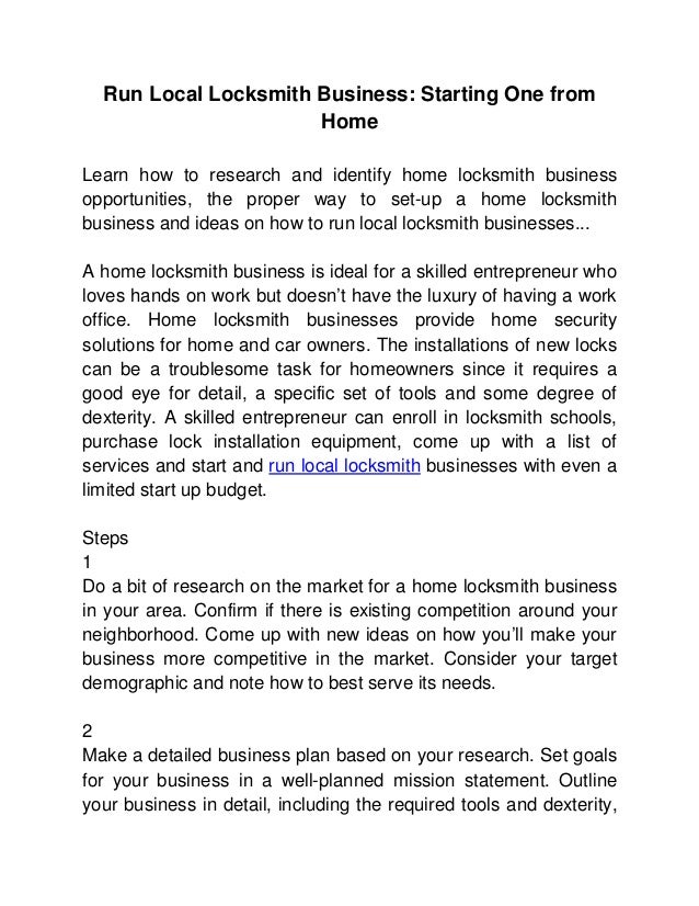 Locksmith business plan