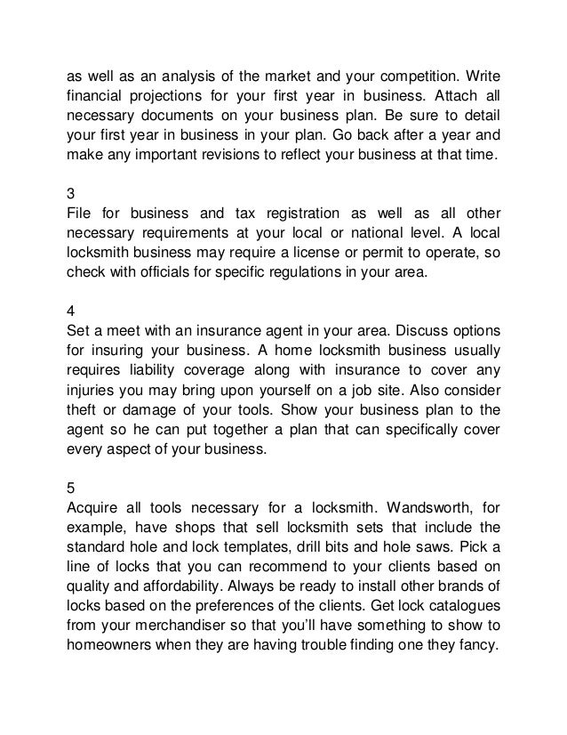 Locksmith business plan