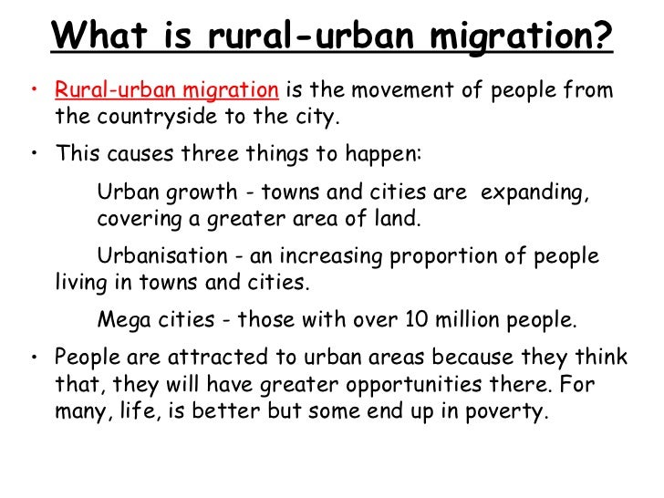 Case study rural to urban migration