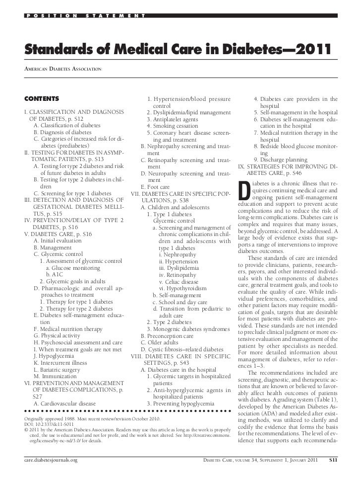 Standards of Medical Care in Diabetes—2011