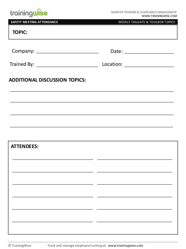 safety meeting template ivedi preceptiv co tool box talk format
