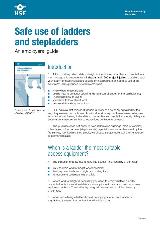 Safe use of ladders