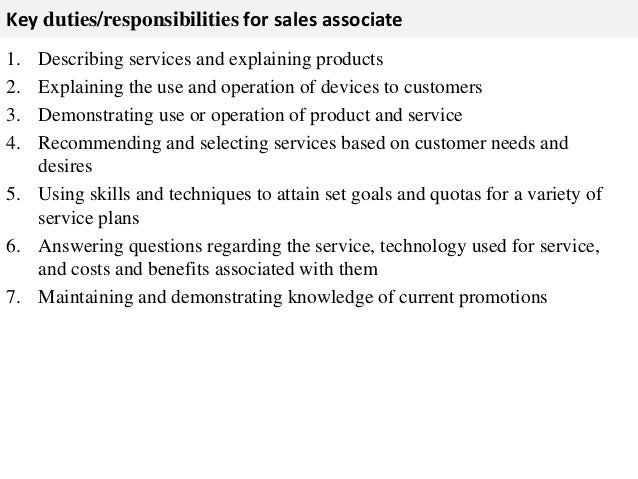 sale associate duties resume