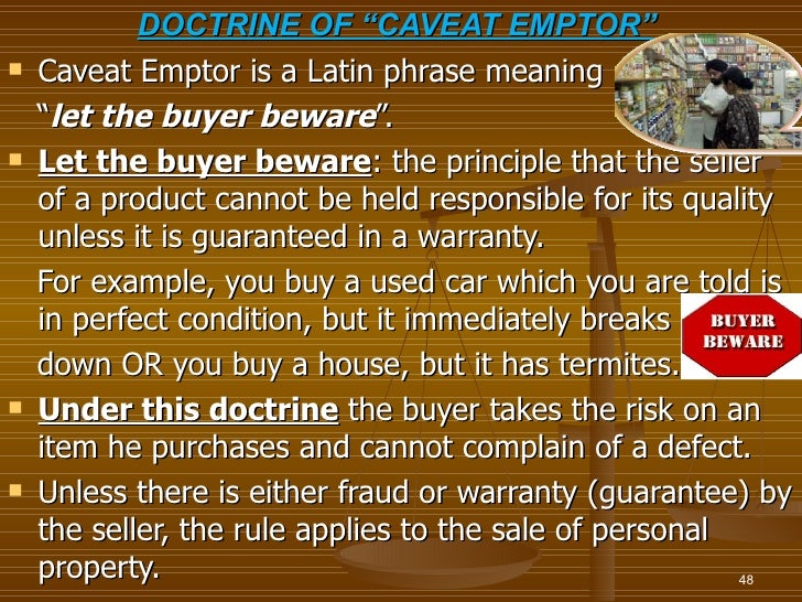 Caveat emptor exceptions picture