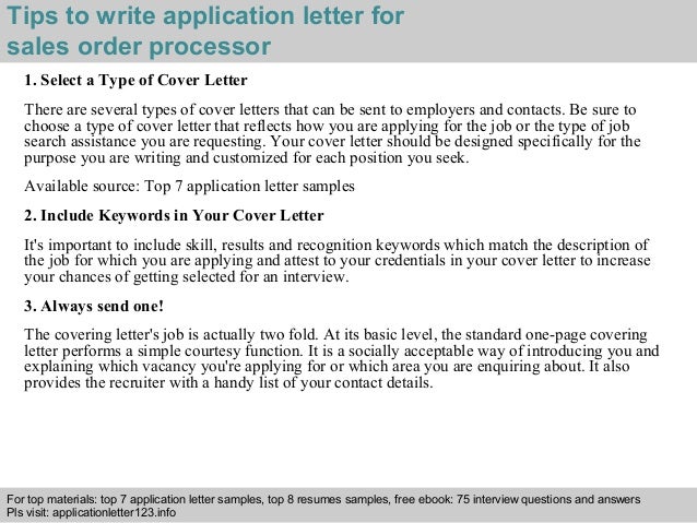 cover letter for sales order processor