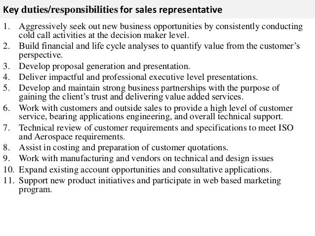 Sales representative job description