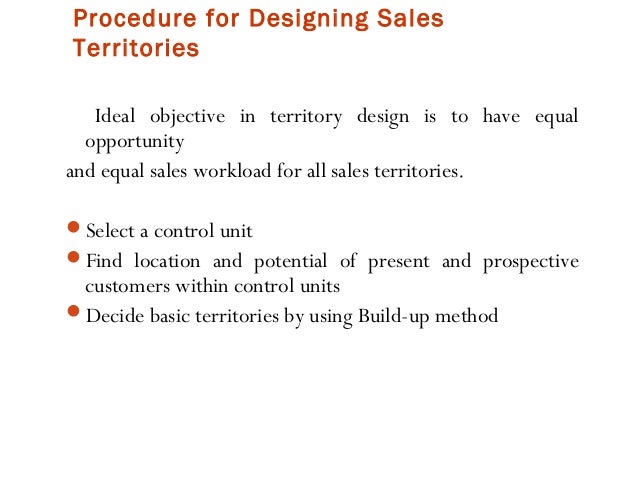 explain with example the method of assignment of sales persons to
