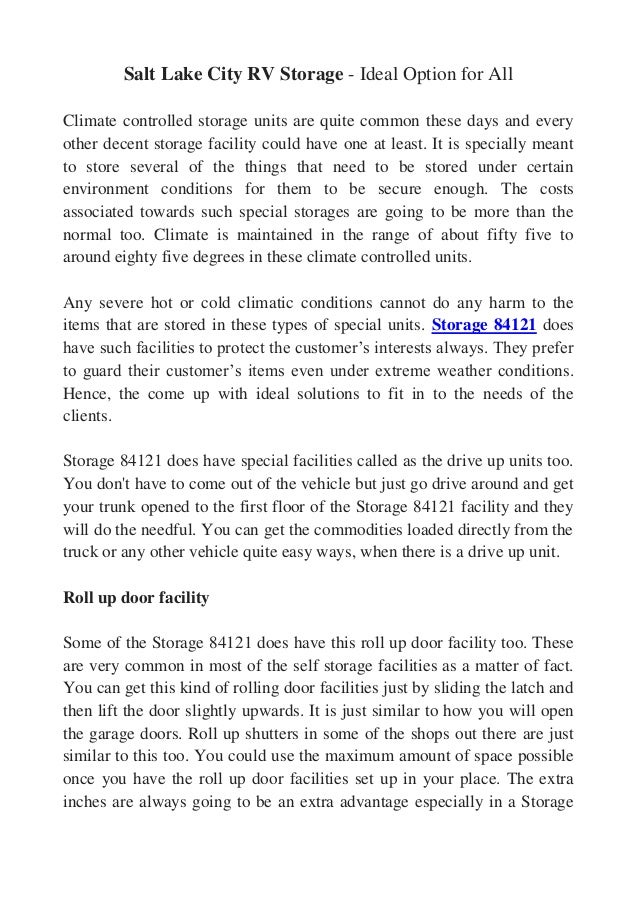 Salt Lake City RV Storage - Ideal Option for All