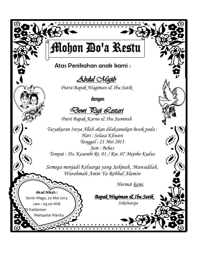 format undangan syukuran pernikahan word