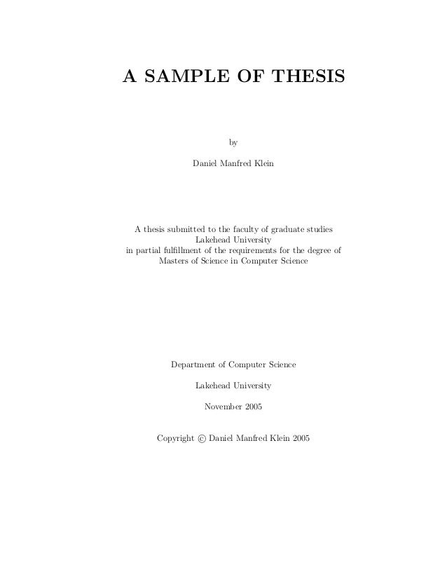 Sample proposals for thesis