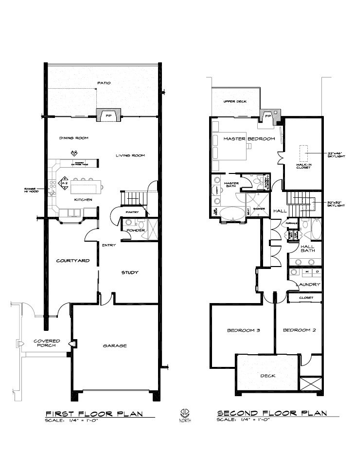 Floor plan of two story townhouse in Los Gatos (2008).