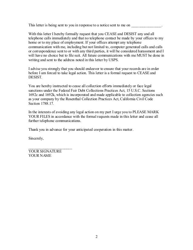Cease And Desist Collection Agency Letter Template Cease And Desist Collection Agency Letter Template