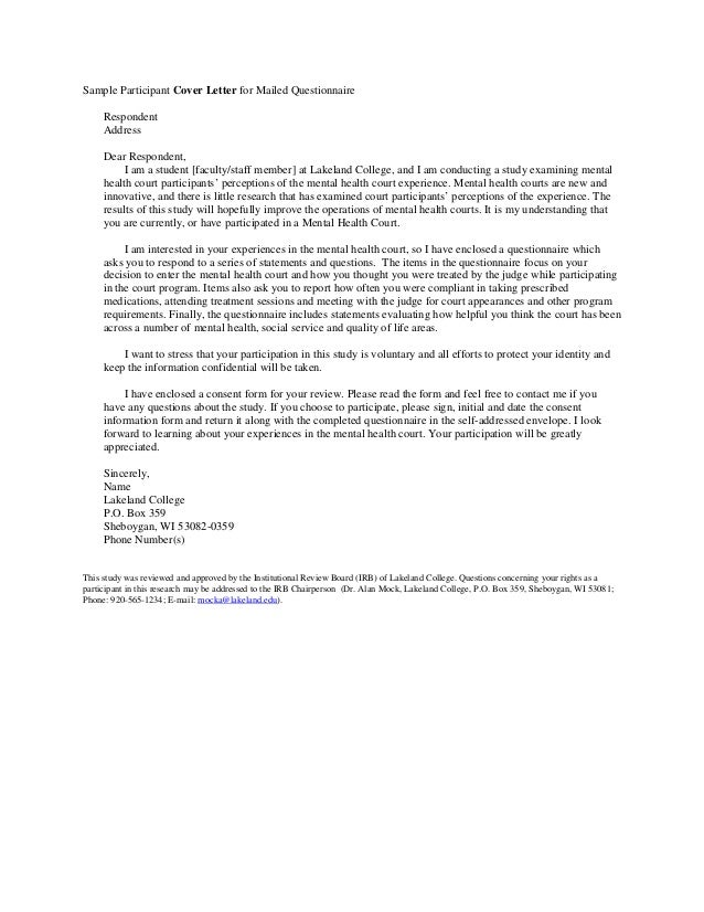 Sample cover letter and informed consent