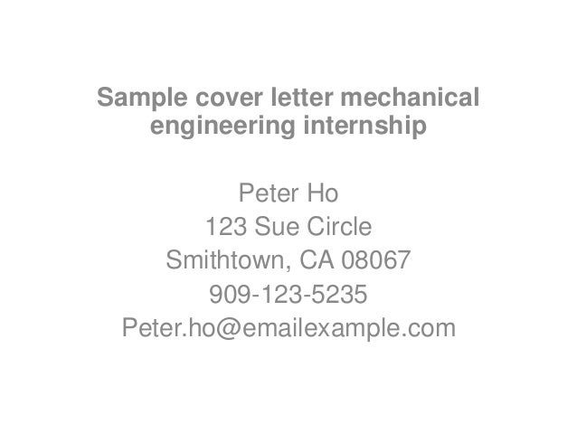 Cover letter for engineering internship position