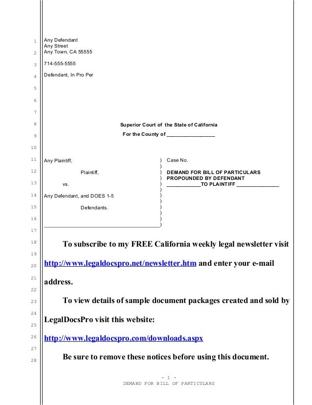 request for bill of particulars