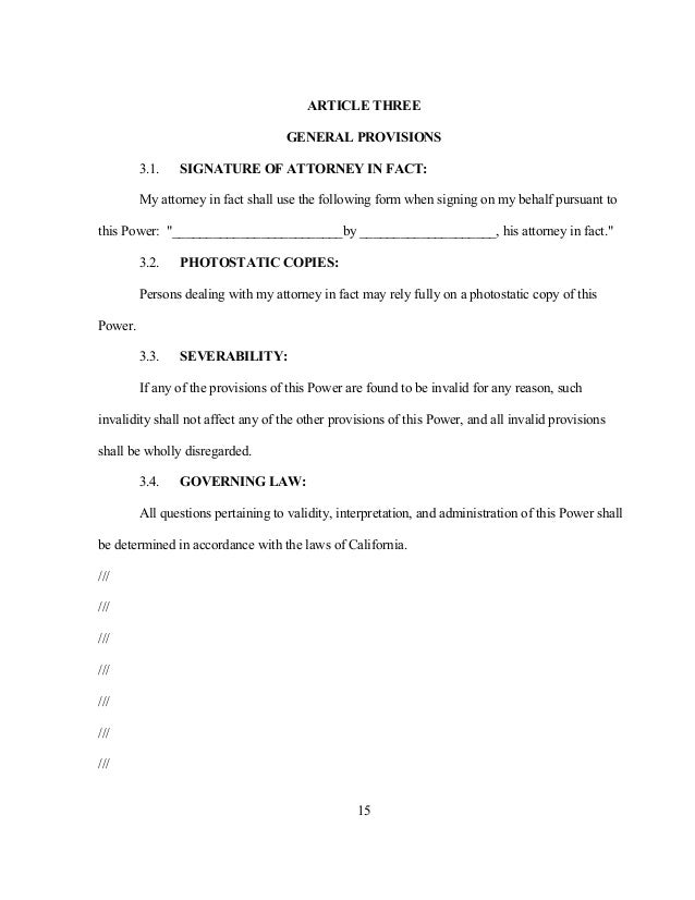 Durable Power Of Attorney California Form Pdf