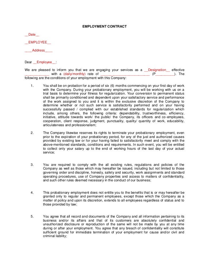 employment examples contract