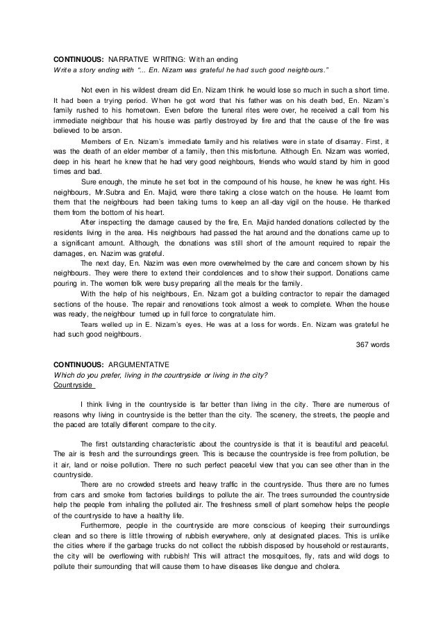 Sample essay spm continuous writing story