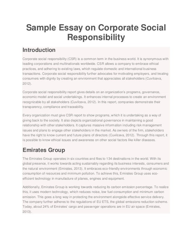 Essay On Social Responsibility - by Dbush