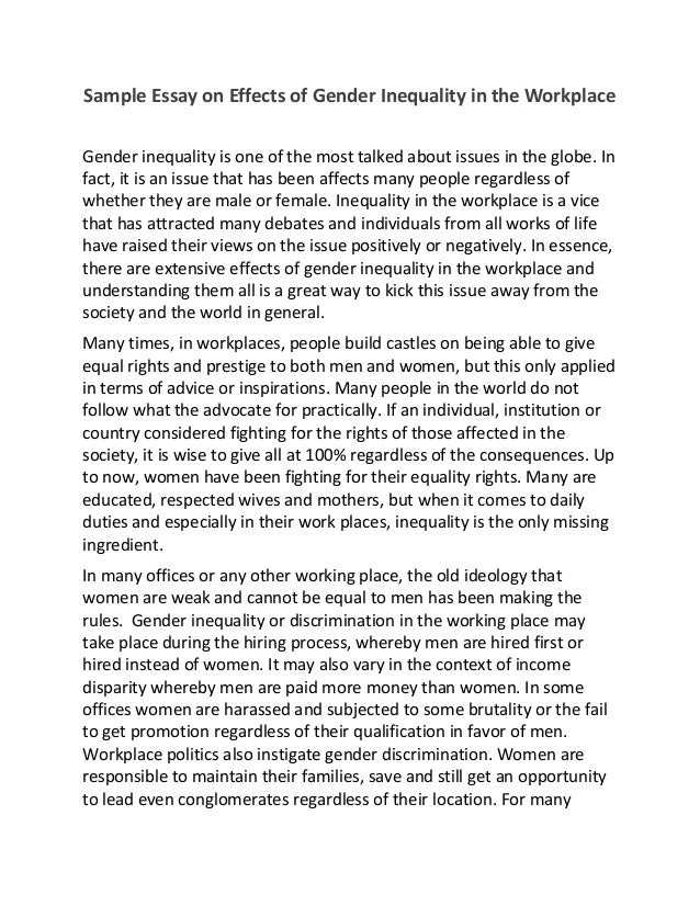 Gender Inequality in the Workplace essays
