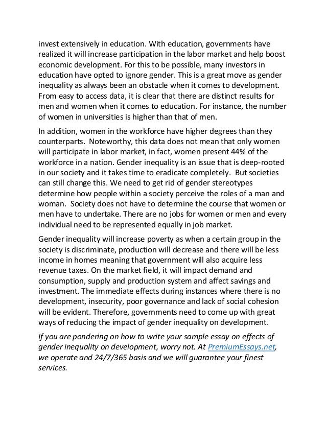 Sample essay on effects of gender inequality in the workplace