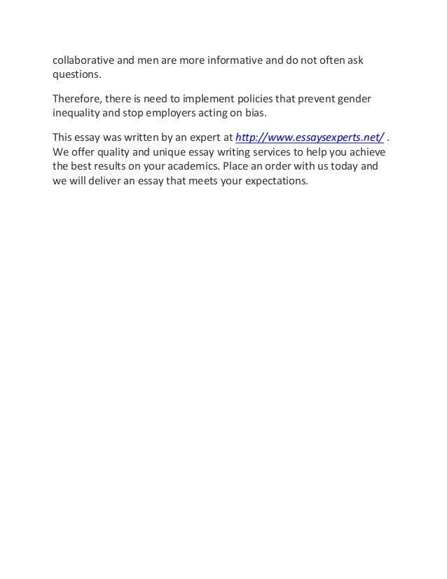 FREE Gender Inequality In The Workplace Essay