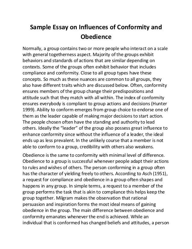 conformity and obedience psychology essay
